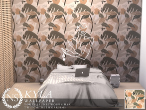 Sims 4 — Kyla Wallpaper by networksims — A wallpaper with a trendy plant design.