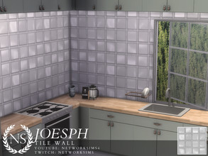Sims 4 — Joesph Glass Tile Wall by networksims — A wall with large glass tile.