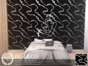 Sims 4 — Ikaros Marble Wall by networksims — A black and white veined marble wall.