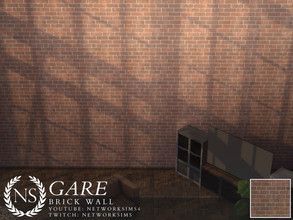Sims 4 — Gare Brick Wall by networksims — A red-brown brick wall.