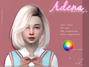 Sims 4 — Adena Hairstyle for kids (medium bob hairstyle) by _zy — 20+ colors All lods HQ compatible Hats compatible color