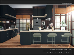 Sims 4 — Maggie Kitchen CC only TSR by Moniamay72 — A lovely dark brown accent Kitchen in modern style.The room is made