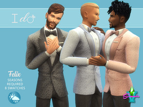 Sims 4 — I Do Felix by SimmieV — Felix is a cool customer, no matter what season. This classic tuxedo is now embellished