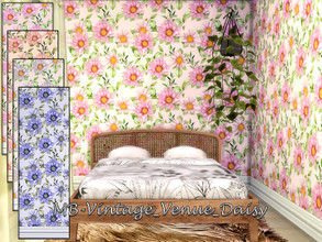 Sims 4 — MB-Vintage_Venue_Daisy by matomibotaki — MB-Vintage_Venue_Daisy Floral wallpaper with a vintage look, comes in 4