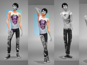Sims 4 — Dollskill x DC - Gotham Tank Top - Male v1 by Vexic929 — A Simlish version of the tank top from the Dollskill x