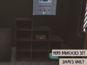 Sims 4 — Nerd Bookcase 04 by siomisvault — I like this one maybe because of that SW box idk Bookcase # 04 part of the