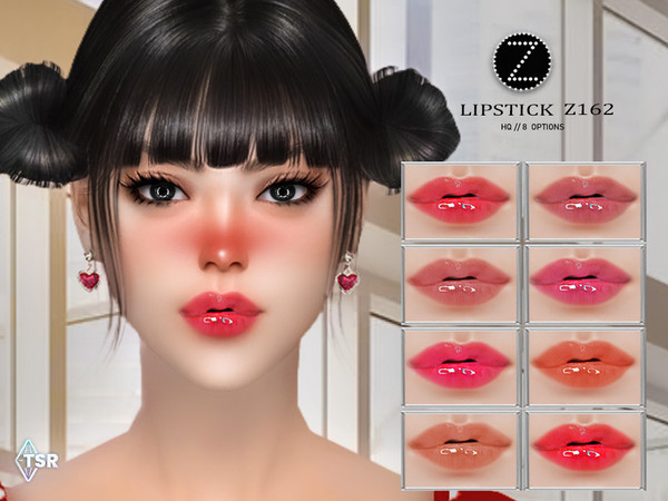 Sims 4 — LIPSTICK Z162 by ZENX — -Base Game -All Age -For Female -8 colors -Works with all of skins -Compatible with HQ