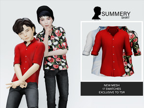Sims 4 — Summery (Shirt) by Beto_ae0 — Boy's shirt with many colors and prints, I hope you like it - 17 colors - Child -