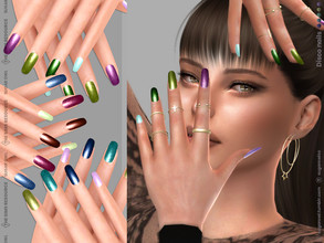 Sims 4 — Disco nails by sugar_owl — Sparkling long almond nails for female sims. HQ compatible. The texture can be a