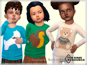 Sims 4 — Sweater Furry Animals  by bukovka — Sweater for babies. Installed standalone, suitable for the base game.