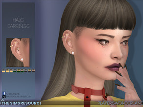 Sims 4 — Halo Earrings R by PlayersWonderland — A set of different earring pieces. Available in 3 different metal colors