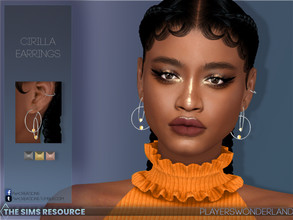 Sims 4 — Cirilla Earrings by PlayersWonderland — 2 hoops with each a orange pearl and an conch piercing. 3 metal colors.