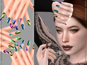 Sims 4 — Disco nails V2 by sugar_owl — Sparkling long almond nails for female sims. HQ compatible. The texture can be a