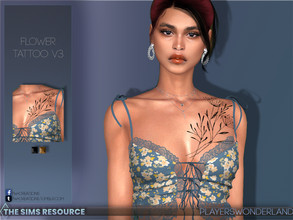 Sims 4 — Flower Tattoo 03 by PlayersWonderland — Another new flower tattoo in 2 colors available. You can find it in the