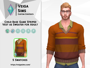 Sims 4 — Child Base Game Striped Vest as Sweater for Adult by David_Mtv2 — Available in 5 swatches for teen to elder. I