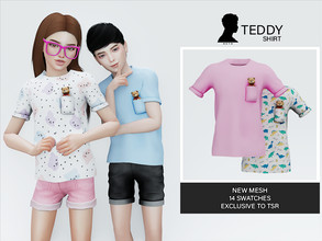 Sims 4 — Teddy (Shirt) by Beto_ae0 — Cute shirt for children with a little bear, I hope you like it - 14 colors - Child -