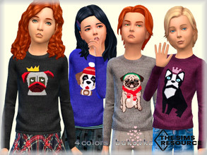 Sims 4 — Sweater  Dog  by bukovka — Sweater for children of both sexes, boys and girls. Installed standalone, suitable