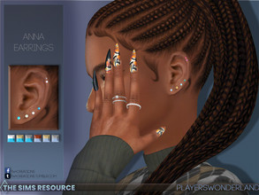 Sims 4 — Anna Earrings L by PlayersWonderland — These earrings feature multicolored studs. left side only. Custom