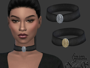 Sims 4 — Diva velour choker by Natalis — Diva velour choker. 3 crystal colors. 3 metal colors. Female teen-elder. HQ mod