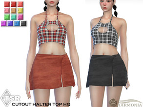Sims 4 — Halter Neck Top With Cutout Details by Harmonia — New Mesh All Lods 12 Swatches Please do not use my textures.