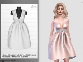 Sims 4 — Short Wedding Gown with Diamond Belt MC346 by mermaladesimtr — New Mesh 10 Swatches All Lods All Maps Teen to