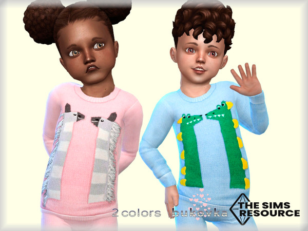 Sims 4 — Sweater Animals by bukovka — Sweater for babies. Installed standalone, suitable for the base game. Designed