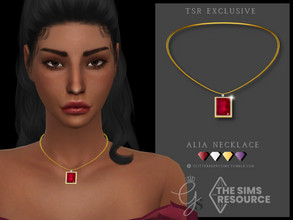 Sims 4 — Alia Necklace by Glitterberryfly — A gorgeous emerald cut necklace that comes in various colours, with a gold