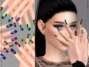 Sims 4 — Disco nails V3 by sugar_owl — Sparkling long almond nails for female sims. HQ compatible. The texture can be a