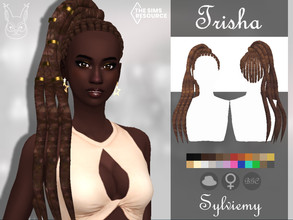 Sims 4 — Trisha Hairstyle by Sylviemy — Updo Locs hair New Mesh Maxis Match All Lods Base Game Compatible Hat Compatible