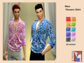 Sims 4 — ws Man Flowers Shirt - RC by watersim44 — Man Flowers Shirt - recolor. It's a standalone recolor of Belal1997 -