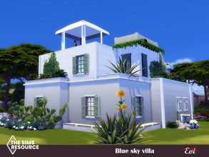 Sims 4 — Blue Sky Villa_No CC by evi — Aegean architecture in a two bedroom summer house. It has its private pool on the