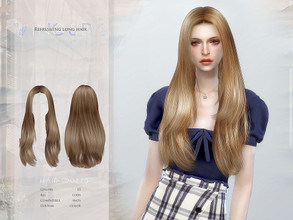 Sims 4 — WINGS-ER0223-Refreshing long hair by wingssims — Colors:16 All lods Compatible hats Support custom editing hair
