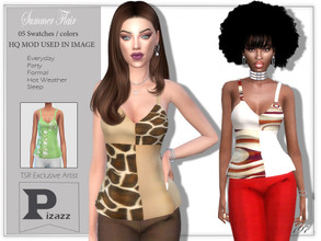 Sims 4 — Summer Flair Top by pizazz — Summer Flair Top for your female sims. Sims 4 games. Put something stylish on your
