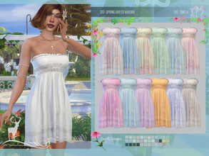 Sims 4 — SPRING DRESS AURORA by DanSimsFantasy — Short and light dress in soft colors. samples: 36 location:complete