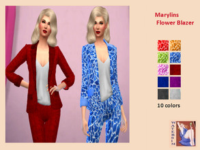 Sims 4 — ws Female Flower Blazer - RC by watersim44 — Female Marylins Flower Blazer - recolor. It's a standalone recolor