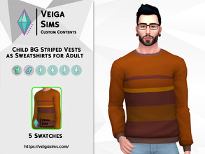 Sims 4 — Child Base Game Striped Vest as Sweatshirt for Adult by David_Mtv2 — Available in 5 swatches for teen to elder.