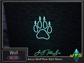 Sims 4 — Aqua Wolf Paw Neon Wall Light by JCTekkSims — Created by JCTekkSims