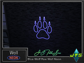 Sims 4 — Blue Wolf Paw Neon Wall Light by JCTekkSims — Created by JCTekkSims