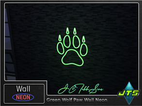 Sims 4 — Green Wolf Paw Neon Wall Light by JCTekkSims — Created by JCTekkSims