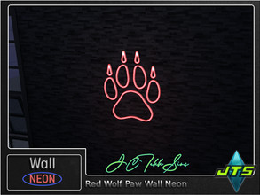 Sims 4 — Red Wolf Paw Neon Wall Light by JCTekkSims — Created by JCTekkSims