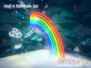 Sims 4 — Half A Rainbow Neon Light Set by simbishy — Glowy neon rainbow for your deserving simmie.