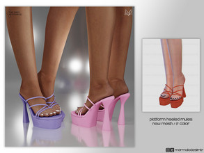 Sims 4 — Platform Heeled Mules S05 by mermaladesimtr — New Mesh 17 Swatches All Lods Teen to Elder For Female 