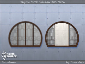 Sims 4 — Thyme Circle Window 3x3 Open by Mincsims — Basegame Compatible 8 swatches