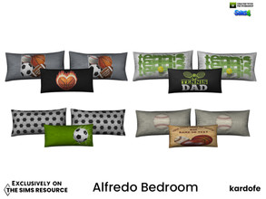 Sims 4 — kardofe_Alfredo Bedroom_Pillows by kardofe — Group of three decorative pillows, to be placed on the bed, in four