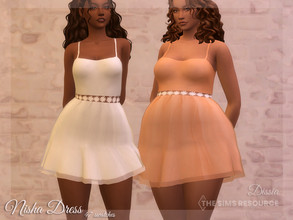 Sims 4 — Nisha Dress by Dissia — Short dress with straps and flowers in waist line :) Available in 47 swatches