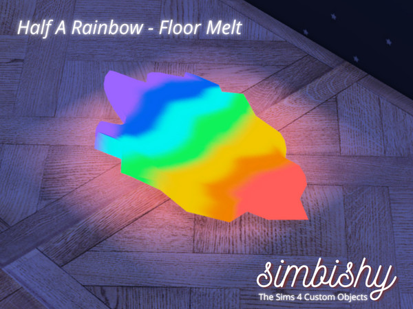 Sims 4 — Half A Rainbow Neon Light FLOOR MELT by simbishy — Rainbow Floor Melt - where the rainbow jumps out of!