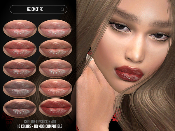 Sims 4 — Ghaline Lipstick N.401 by IzzieMcFire — Ghaline Lipstick N.401 contains 10 colors in hq texture. Standalone item