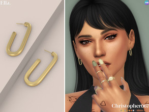Sims 4 — Ella Earrings by christopher0672 — This is a super simple set of long oval-shaped hoop earrings. 8 Colors New
