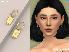 Sims 4 — Astron Earrings by christopher0672 — This is a set of simple pair of small chunky square hoops with a dangling