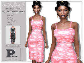 Sims 4 — Thin Strap Dress 02 by pizazz — Thin Strap Dress 02 for your sims 4 games. The dress is stylish and modern great